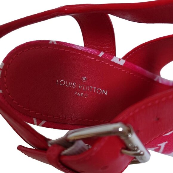 LOUIS VUITTON - Red White Women's Sandals PVC Leather 327-080525 - Picture 5 of 5